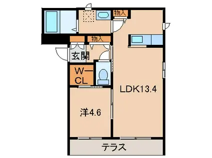 ベレオ堀止西(1LDK/1階)の間取り写真