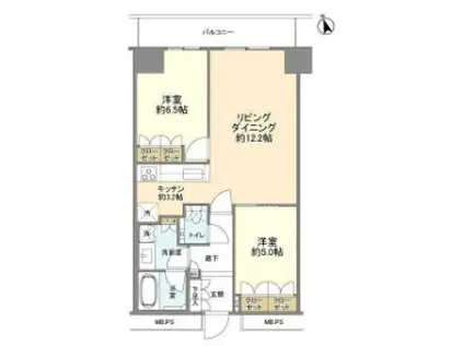 ザ・パークハウス新宿タワー(2LDK/14階)の間取り写真