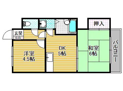フェイス神戸(2DK/3階)の間取り写真