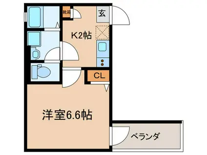 GRACIAS COURT 若江岩田(1K/2階)の間取り写真
