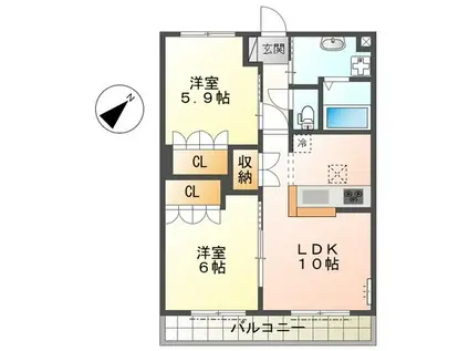 ファミールハイム(2LDK/1階)の間取り写真