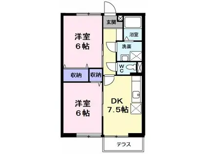 ニューエルディム中芝(2DK/1階)の間取り写真