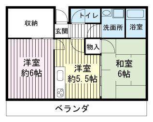 ファランドールエバラ(2SDK/2階)の間取り写真