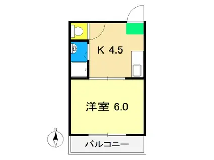 コーポフジ(1K/2階)の間取り写真