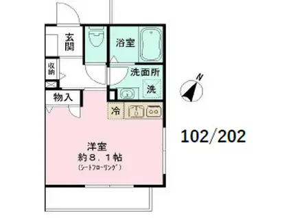 コート西山(ワンルーム/2階)の間取り写真