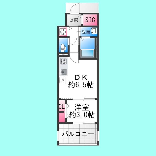 ARTIZA堺(1DK/11階)の間取り写真