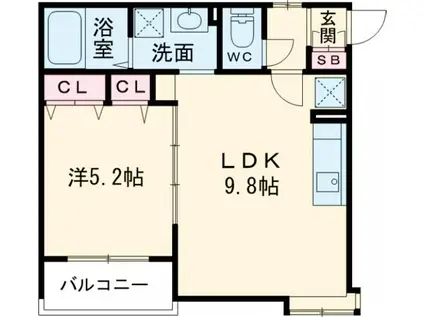 神戸市東灘区住吉東町JP(1LDK/2階)の間取り写真