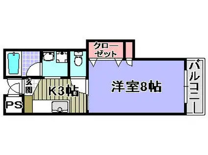 グランシャンブル(1K/2階)の間取り写真