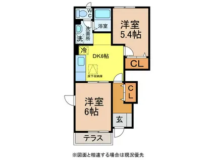 グレイスヴィラA・B(2DK/1階)の間取り写真