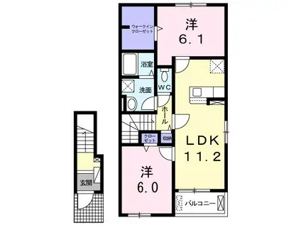 ラフレシールII(2LDK/2階)の間取り写真
