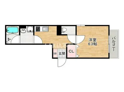 アールグレイコート桃谷(1K/1階)の間取り写真