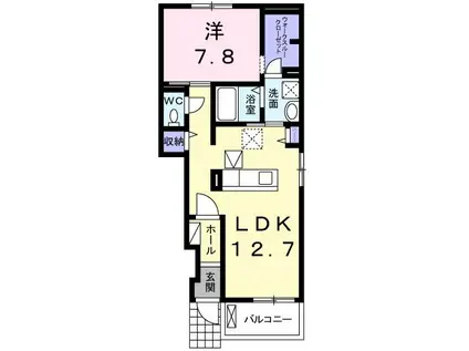 クオーレ B(1LDK/1階)の間取り写真