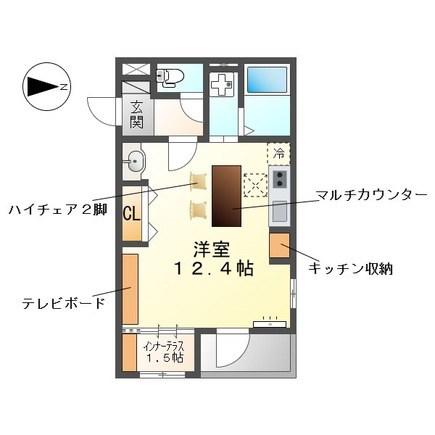 トウリ ルームズ徳川東(ワンルーム/1階)の間取り写真