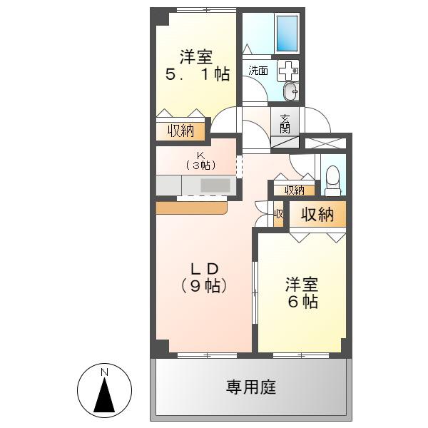 レゾンデートル21(2LDK/1階)の間取り写真