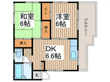 東林ヒルズ(2DK/3階)の間取り写真