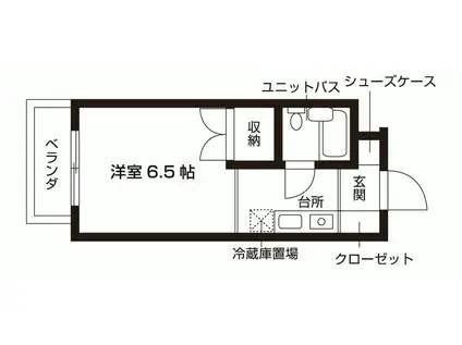 今熊野ハイツ(1K/2階)の間取り写真