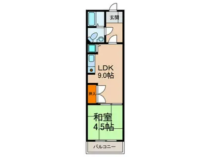 ボヌール向陽(1LDK/3階)の間取り写真
