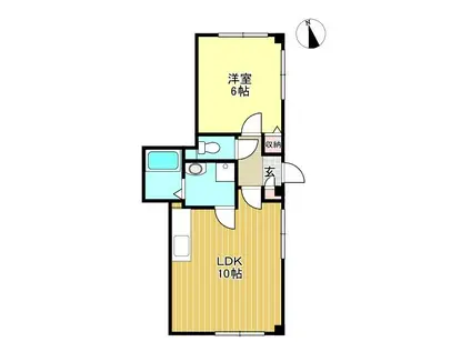 グランメール千本E(1LDK/2階)の間取り写真