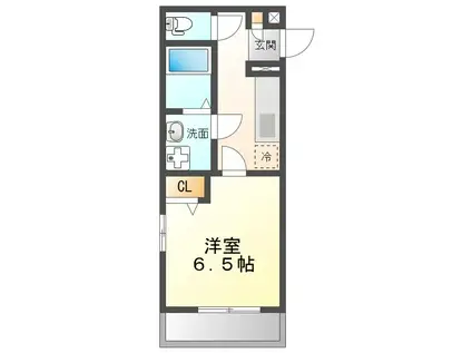 フルール野並(1K/1階)の間取り写真