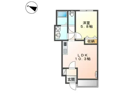 エスポワコート(1LDK/1階)の間取り写真