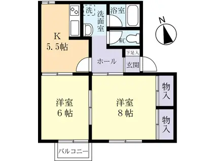 シャトレ山口(2K/1階)の間取り写真