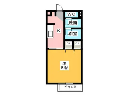 CORPOオリエンタル B棟(1K/2階)の間取り写真