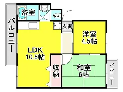 商工会マンション 1棟(2LDK/2階)の間取り写真