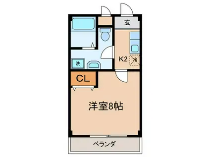イルカーサコハタ(1K/2階)の間取り写真