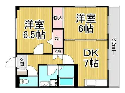 サンハイツ高司1(2DK/3階)の間取り写真