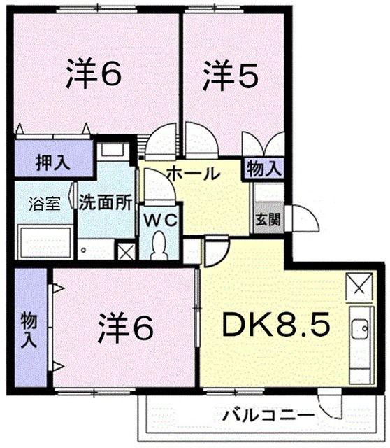 ニューキャッスル宮本(3DK/2階)の間取り写真