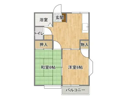 中央ハイツA棟(2DK/1階)の間取り写真