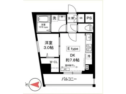 MILEBEL CHITOSEDAI(1DK/2階)の間取り写真