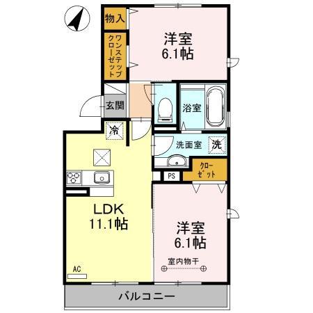 コスモ・アルカディア(2LDK/1階)の間取り写真