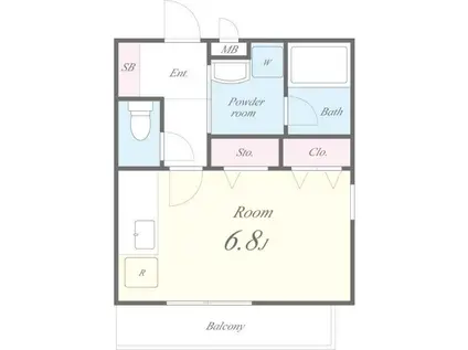 ヴェルデ―ル(ワンルーム/1階)の間取り写真