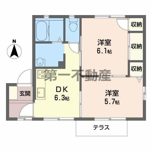 フォーレスひらつか(2DK/1階)の間取り写真
