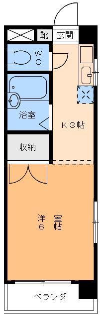 エクレール道後(1K/4階)の間取り写真