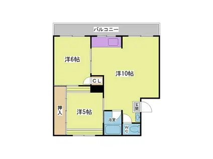 ジョイフル鈴蘭台B棟(2LDK/4階)の間取り写真