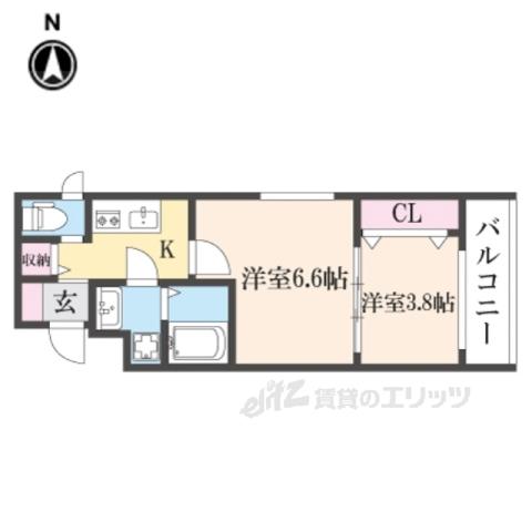 MJC京都西大路Ⅱ(2K/2階)の間取り写真