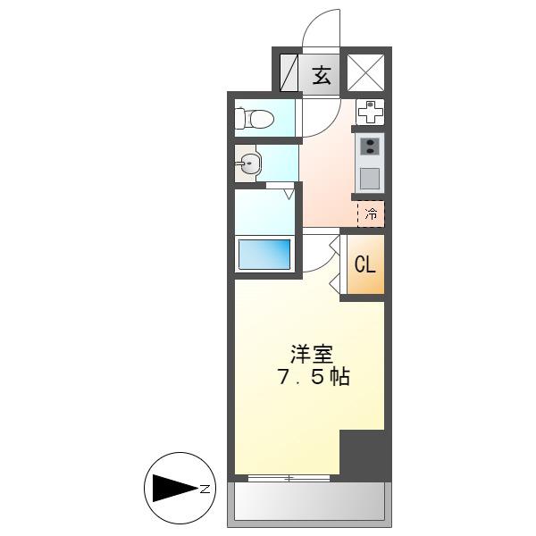 ニーズ メゾン 新栄(1K/2階)の間取り写真