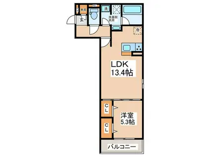 クラシスト東粉浜イースト(1LDK/3階)の間取り写真
