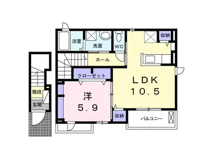 フェリシダ(1LDK/2階)の間取り写真