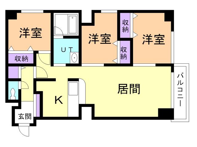 サンヴェール中央(3LDK/4階)の間取り写真