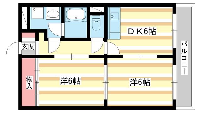 サンプラザ南京終(2DK/7階)の間取り写真