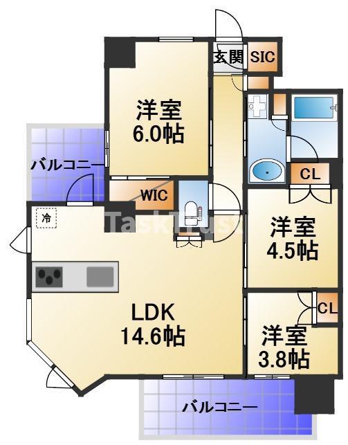 ソルティア東梅田(3LDK/14階)の間取り写真