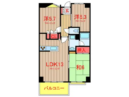 グランド・セラーコート(3LDK/4階)の間取り写真