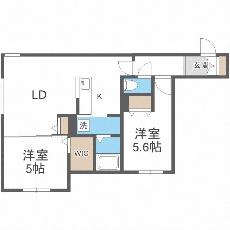 アルファスクエア学園前(2LDK/4階)の間取り写真