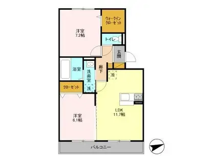 ルーチェ(2LDK/2階)の間取り写真