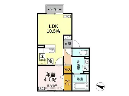 ロイヤルタウン美沢(1LDK/1階)の間取り写真