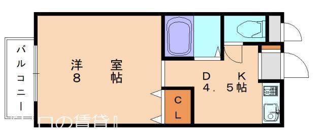 ビーラインII(1DK/2階)の間取り写真