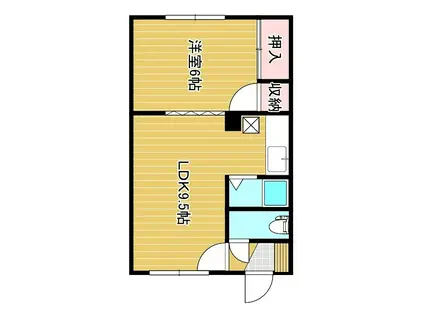 東海ハイツ(1LDK/1階)の間取り写真